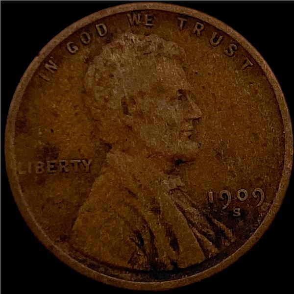 1909-S Lincoln Wheat Cent LIGHTLY CIRCULATED