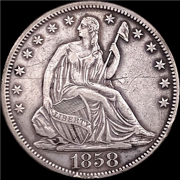 1858 Seated Liberty Half Dollar NEARLY UNCIRCULATED