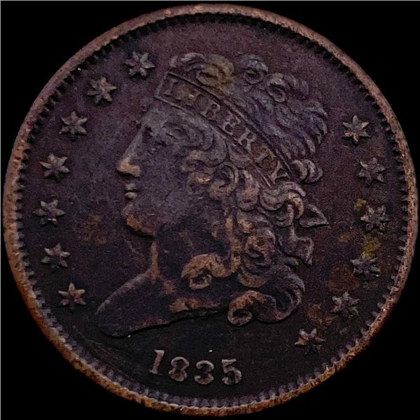 1835 Braided Hair Half Cent NEARLY UNCIRCULATED