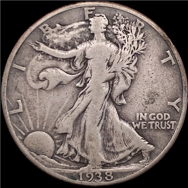 1938-D Silver Half Dollar Walking Liberty LIGHTLY CIRCULATED