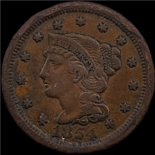 1854 Braided Hair Large Cent NEARLY UNCIRCULATED