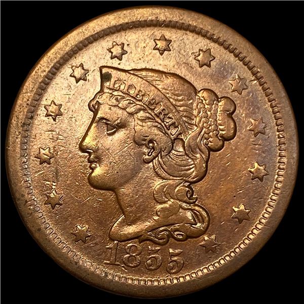 1855 Braided Hair Large Cent NEARLY UNCIRCULATED