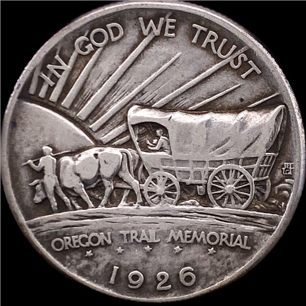 1926 Silver Half Dollar Oregon Trail Memorial NEARLY UNCIRCULATED