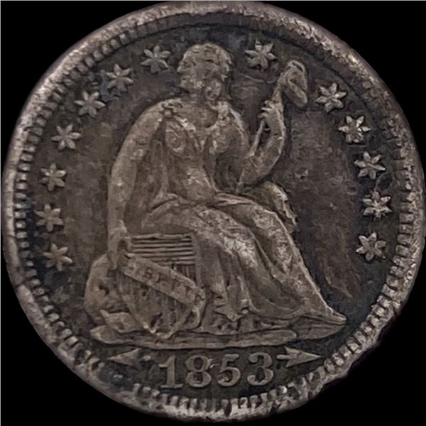 1853 Arrows Seated Liberty Half Dime LIGHTLY CIRCULATED