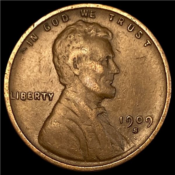 1909-S Lincoln Wheat Cent LIGHTLY CIRCULATED