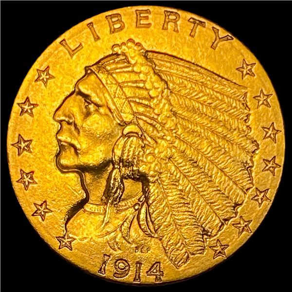 1914-D Gold Indian Head Quarter Eagle $2.50 NEARLY UNCIRCULATED