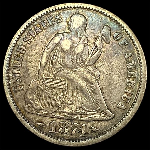1874 Arrows Seated Liberty Dime NEARLY UNCIRCULATED