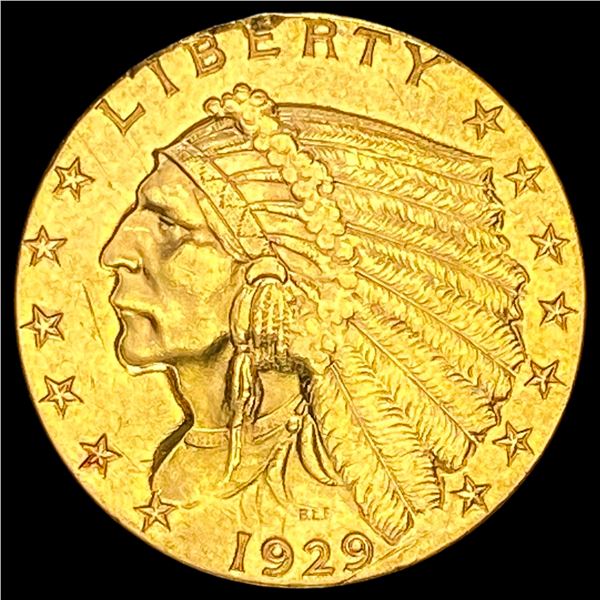 1929 Indian Head Gold $2.50 Quarter Eagle CLOSELY UNCIRCULATED