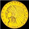 Image 1 : 1914-D Gold Indian Head Quarter Eagle $2.50 CLOSELY UNCIRCULATED
