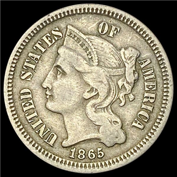 1865 Nickel Three-Cent Piece NEARLY UNCIRCULATED