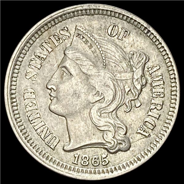 1865 Nickel Three-Cent Piece NEARLY UNCIRCULATED