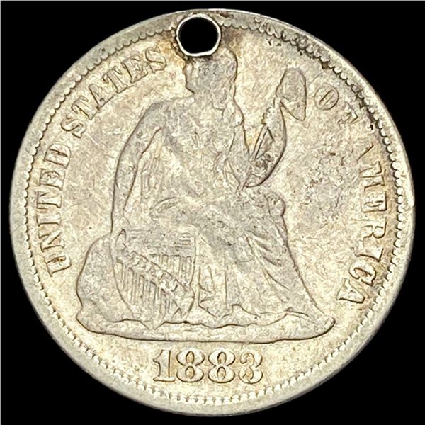 1883 Silver Seated Liberty Dime (holed). HIGH GRADE