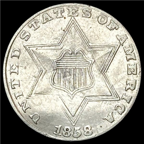 1858 Silver Three-Cent Piece HIGH GRADE