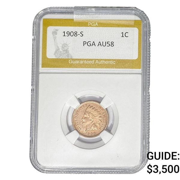 1908-S Indian Head Cent PGA AU58