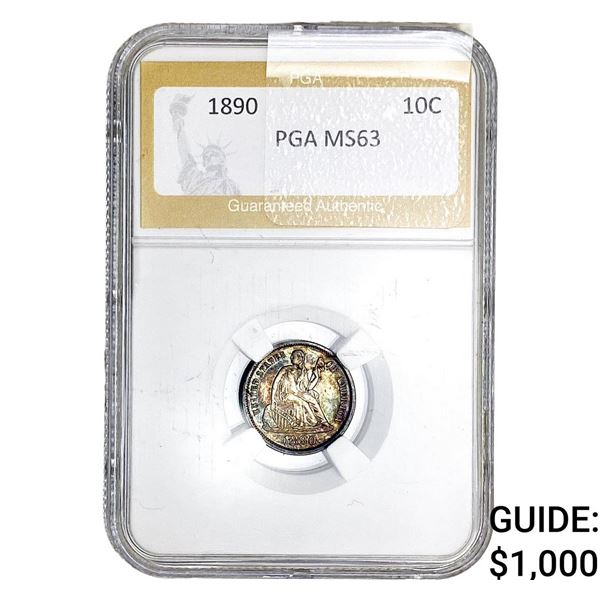 1890 Seated Liberty Dime PGA MS63