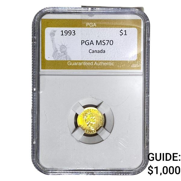 1993 1/20oz Gold Canada $1 PGA MS70