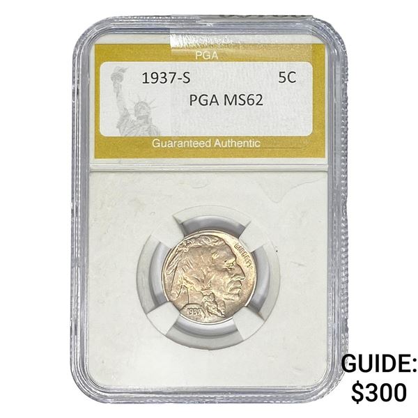 1937-S Buffalo Nickel PGA MS62