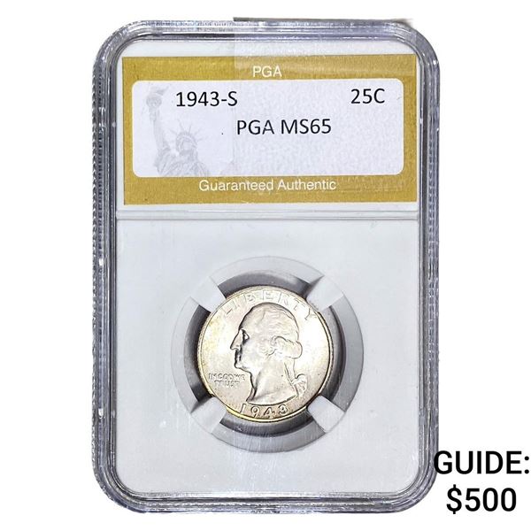 1943-S Washington Silver Quarter PGA MS65