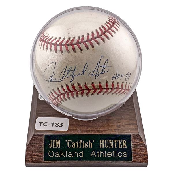Jim 'Catfish' Hunter Signed Baseball w/ Certificate