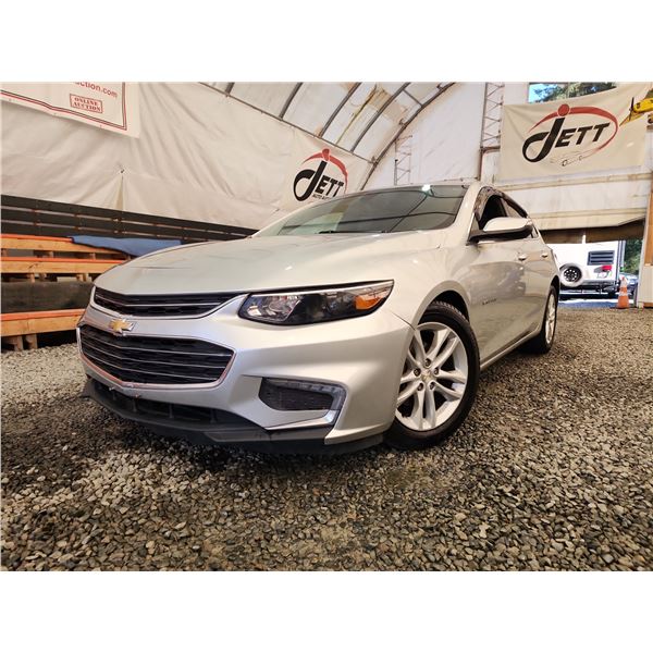 PARKSVILLE - 2018 CHEVY MALIBU LT, SILVER, 107056 KMS, FRONT WHEEL DRIVE. - D183988