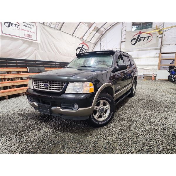 2002 FORD EXPLORER, BLACK, 231144 KMS, FOUR WHEEL DRIVE. - BB66623