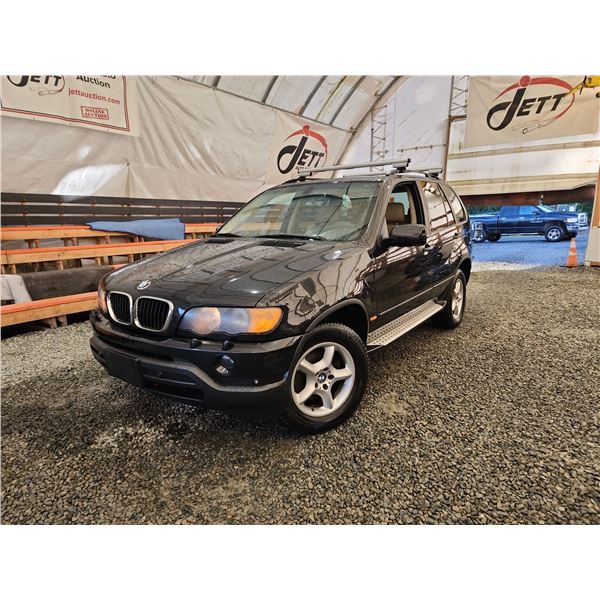 PARKSVILLE - 2002 BMW X5, BLACK, 217622 KMS, ALL WHEEL DRIVE. - BV72419