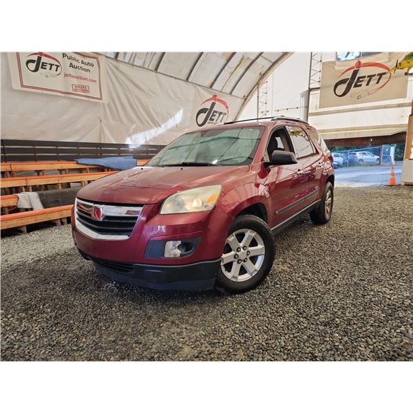 PARKSVILLE - 2007 SATURN OUTLOOK, RED, 188912 MILES KMS, FRONT WHEEL DRIVE. - B173758
