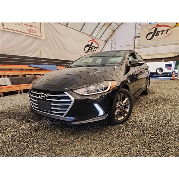 PARKSVILLE - 2017 HYUNDAI ELANTRA, BLACK, 240971 KMS, FRONT WHEEL DRIVE. - B193359