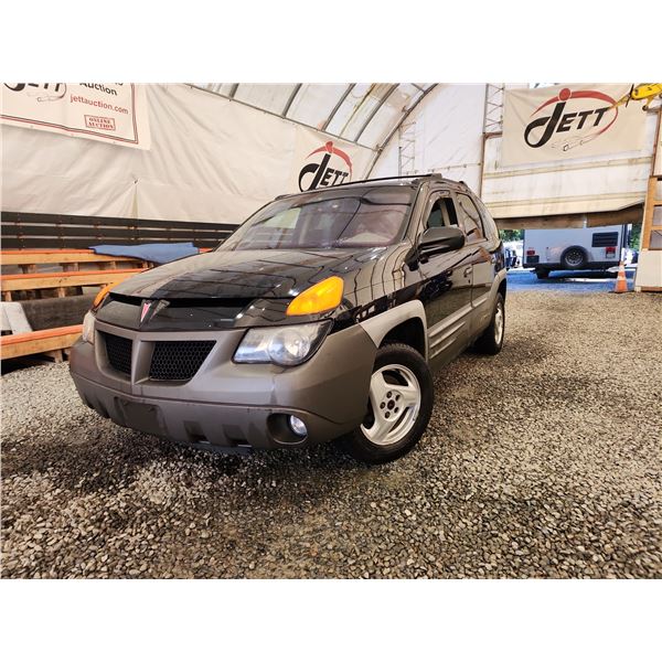 PARKSVILLE - 2001 PONTIAC AZTEC, BLACK, 220014 KMS, ALL WHEEL DRIVE. - B544944
