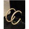 Image 2 : 304 -- 14K GOLD PLATED 32MM SIMULATED DIAMOND HOOPS