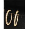 Image 3 : 304 -- 14K GOLD PLATED 32MM SIMULATED DIAMOND HOOPS