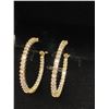 Image 4 : 304 -- 14K GOLD PLATED 32MM SIMULATED DIAMOND HOOPS