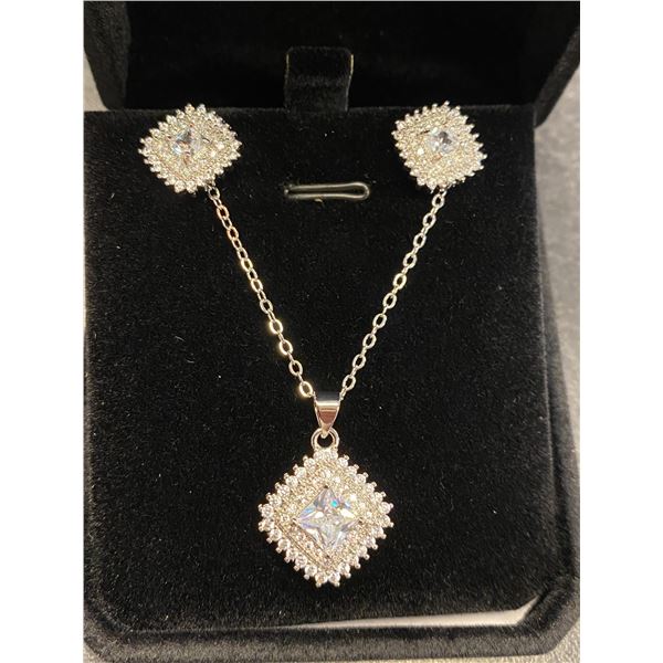 308 -- PLATINUM PLATED SIMULATED DIAMOND SET