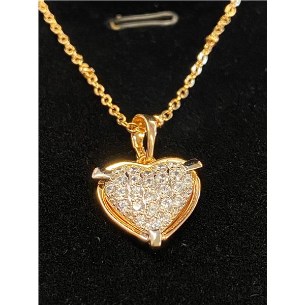 310 -- 18K GOLD PLATED SIMULATED DIAMOND HEART