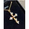 Image 2 : 318 -- 18K GOLD PLATED SIMULATED DIAMOND CROSS