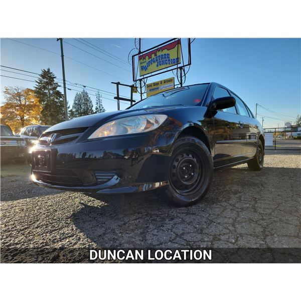 DUNCAN - 2004 HONDA CIVIC, BLACK, 215828 KMS, FRONT WHEEL DRIVE. - D927975