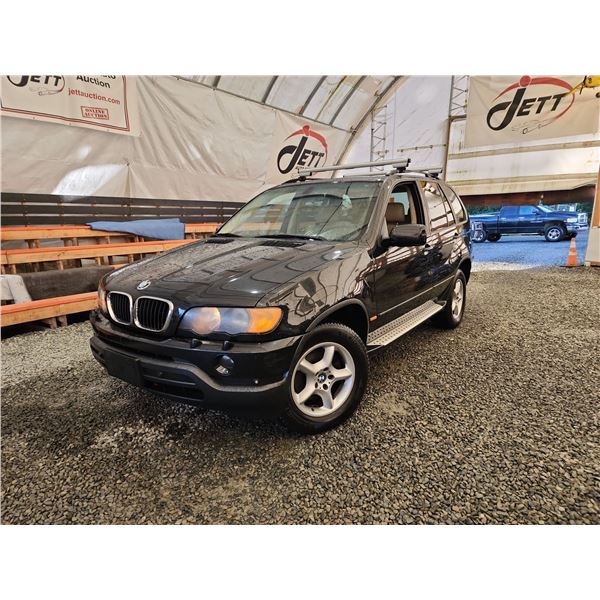 PARKSVILLE - 2002 BMW X5, BLACK, 217622 KMS, ALL WHEEL DRIVE. - BV72419