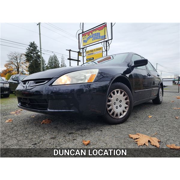DUNCAN - 2003 HONDA ACCORD, BLACK, 257108 KMS, FRONT WHEEL DRIVE. - D801855