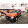 Image 4 : PARKSVILLE - 2006 FORD ESCAPE, ORANGE, 145241 KMS, FOUR WHEEL DRIVE. - DA15719