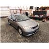Image 10 : PARKSVILLE - 2005 HONDA CIVIC, GREY, 401018 KMS, FRONT WHEEL DRIVE. - D813562
