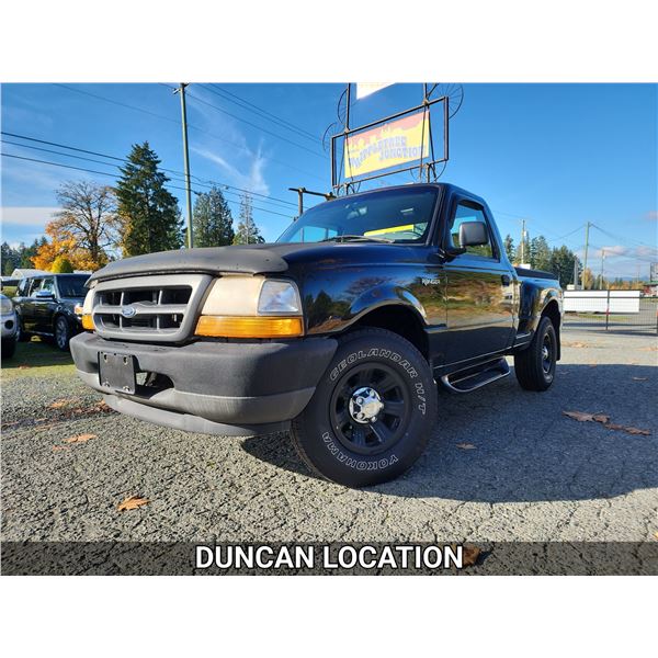 DUNCAN - 2000 FORD RANGER, BLACK, 145252 KMS, REAR WHEEL DRIVE. - DA74130