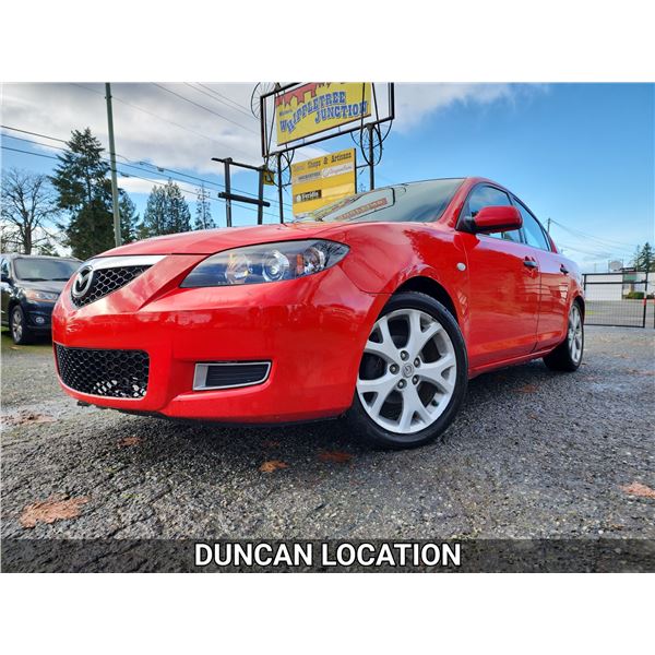 DUNCAN - 2007 MAZDA 3, RED, 213959 KMS, FRONT WHEEL DRIVE. - D710865