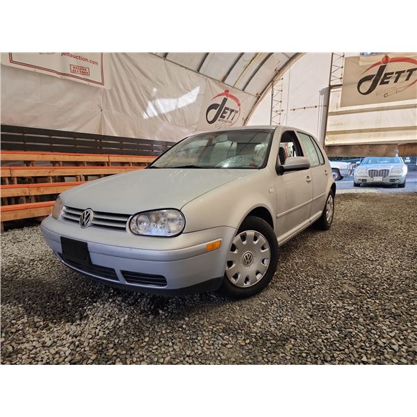 PARKSVILLE - 2000 VOLKSWAGEN GOLF, SILVER, 159119 KMS,"NO RESERVE". - D763156