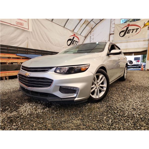 PARKSVILLE - 2018 CHEVY MALIBU LT, SILVER, 107056 KMS,  "NO RESERVE". - D183988