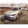 Image 3 : PARKSVILLE - 2018 CHEVY MALIBU LT, SILVER, 107056 KMS,  "NO RESERVE". - D183988