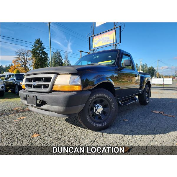 DUNCAN - 2000 FORD RANGER, BLACK, 145252 KMS, REAR WHEEL DRIVE. - DA74130