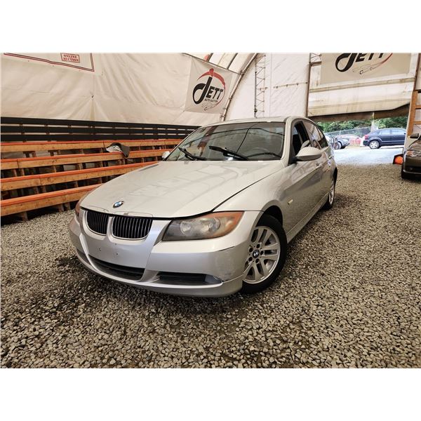 PARKSVILLE - 2008 BMW 323I, SILVER, 239692 KMS, REAR WHEEL DRIVE. - BC99740