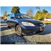 Image 5 : DUNCAN - 2004 HONDA CIVIC, BLACK, 215828 KMS, FRONT WHEEL DRIVE. - D927975