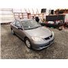 Image 10 : PARKSVILLE - 2005 HONDA CIVIC, GREY, 401018 KMS, FRONT WHEEL DRIVE. - D813562