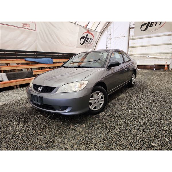 PARKSVILLE - 2005 HONDA CIVIC, GREY, 401018 KMS, FRONT WHEEL DRIVE. - D813562